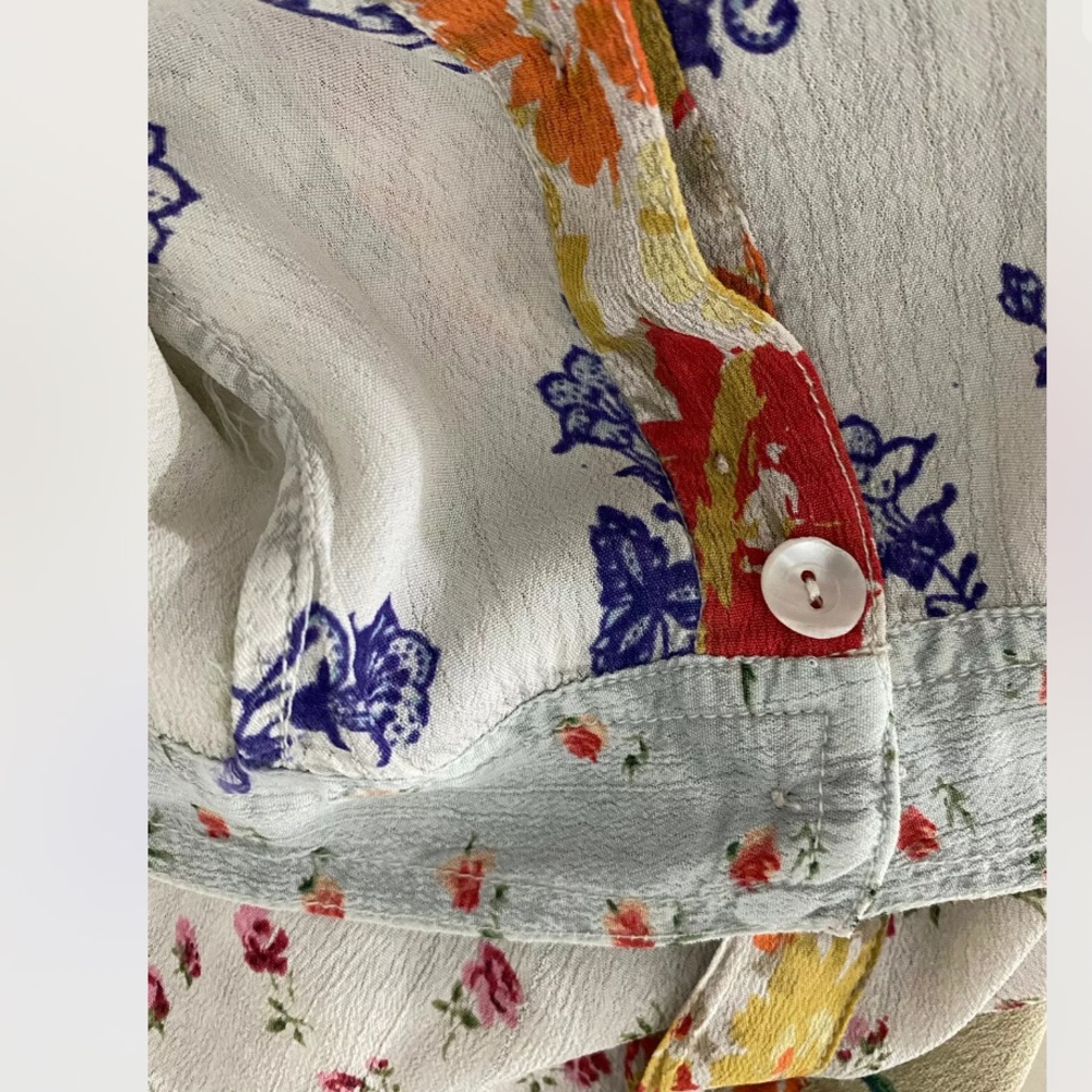 Sacred Threads Patchwork Floral Crop Jacket Shirt - image 6